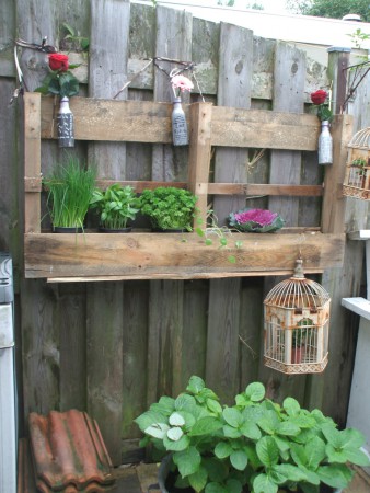 oude pallet als kruidenrek